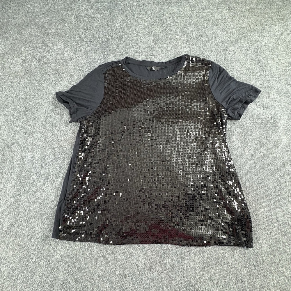 G By Giuliana Sequin Top Women XL Black Whimsigoth Witchy Dark Fairy Boho Glam